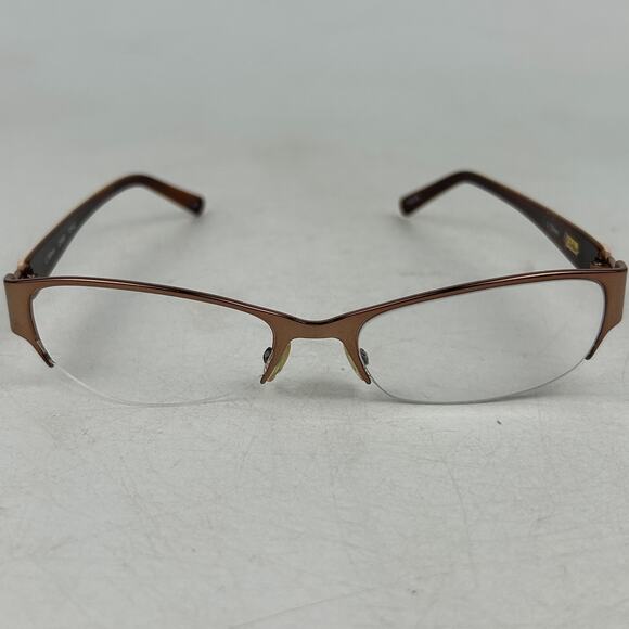 Cole Haan Ch900 Eyeglasses Topaz Unisex Adult Brown Metal Half‎ Rim 53-17-130mm - Picture 2 of 13